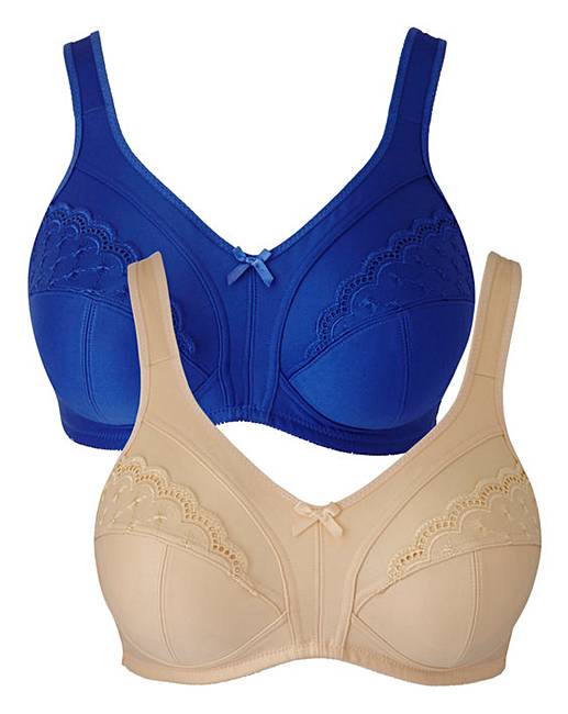 2Pack Non Wired Minimiser Bras Blue/Nat Simply Be