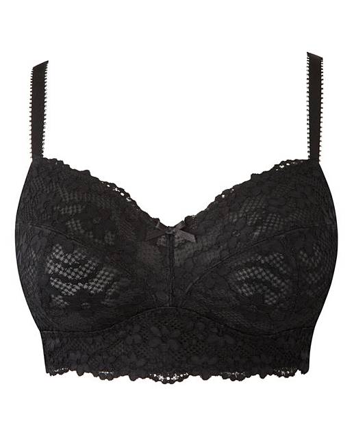 Daisy Lace Non Wired Black Bralette | Simply Be