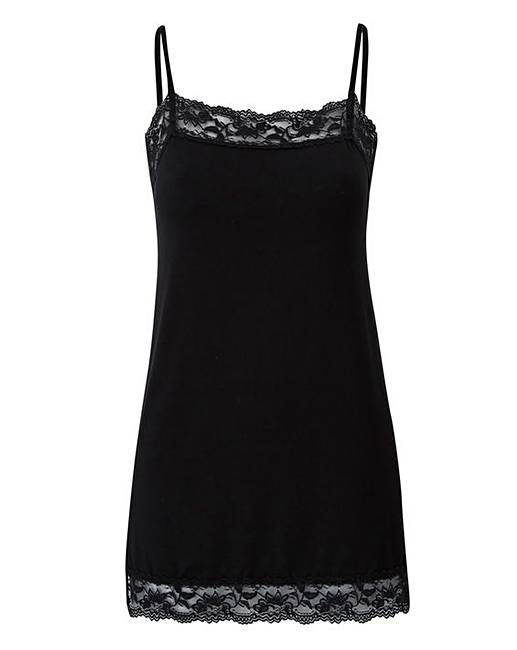 Black - Lace Trim Swing Camisole | J D Williams
