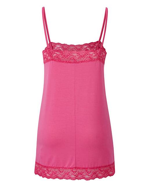 Hot Pink - Lace Trim Swing Camisole | Simply Be