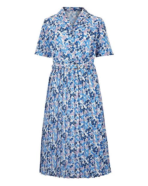 Print Shirt Dress with Pleat Skirt | Fifty Plus