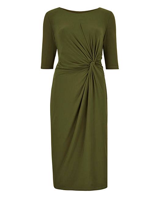 Mid-Olive Twist Knot Front Dress | Marisota