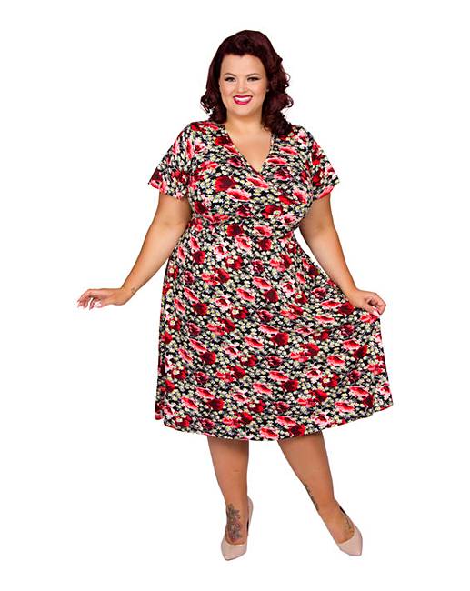 Scarlett & Jo Angel Sleeve 40s Dress | Simply Be