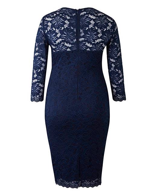 AX Paris Curve Lace Sleeve Bodycon Dress | Simply Be