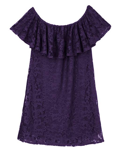 Off Shoulder Lace Frill Dress | Simply Be