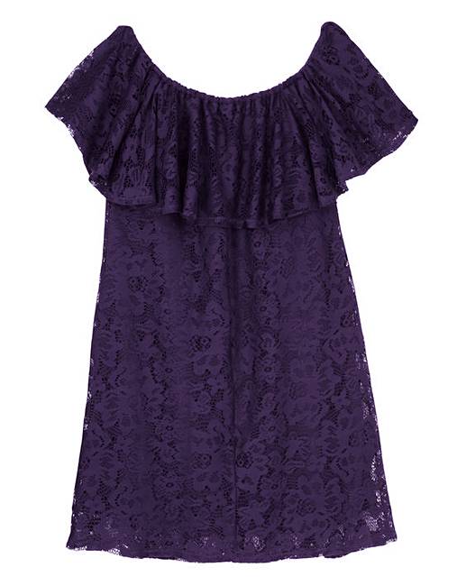 Off Shoulder Lace Frill Dress | Simply Be