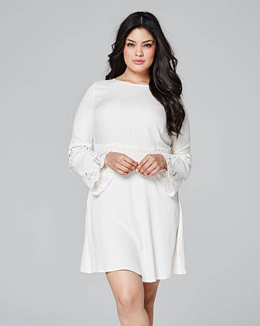 Bell Sleeve Lace Insert Dress | Simply Be
