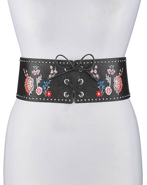 Floral Embroidered Corset Waist Belt | Simply Be