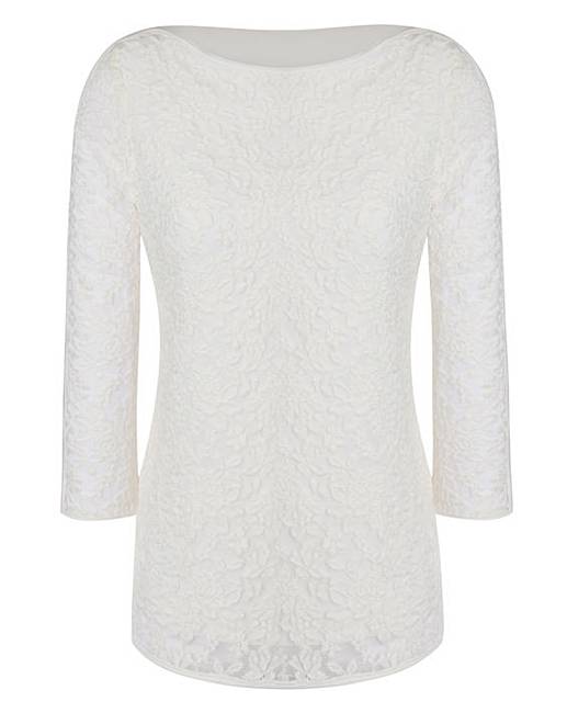 JOANNA HOPE Lace Jersey Top | Oxendales