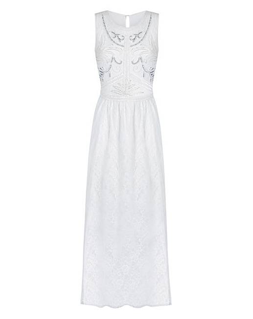JOANNA HOPE Lace Bead-Trim Maxi Dress | Fifty Plus
