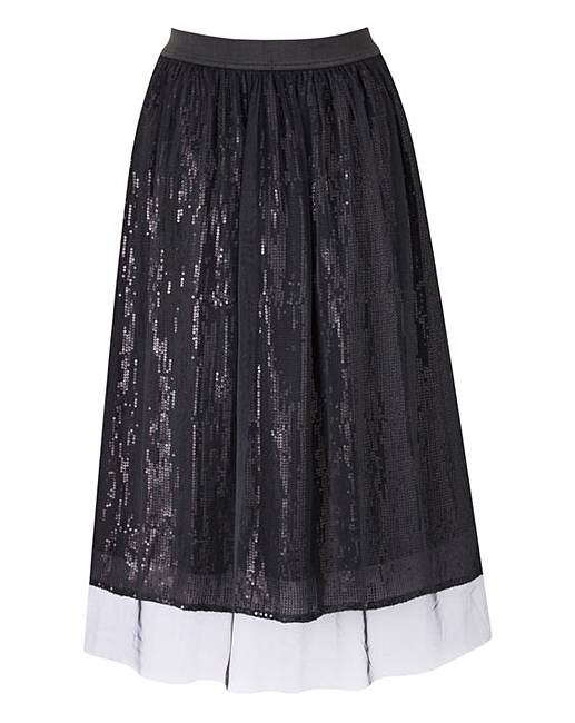 Tulle Overlay Sequin Midi Skirt | Simply Be