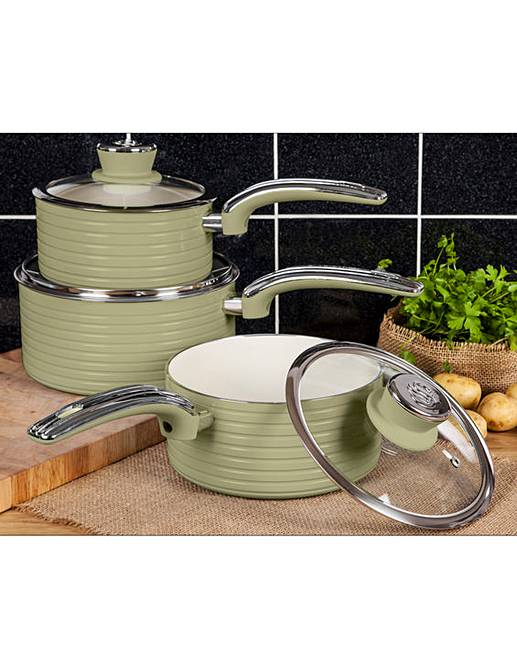 Swan Retro Ceramic Saucepan Set of 3 Home Beauty & Gift Shop