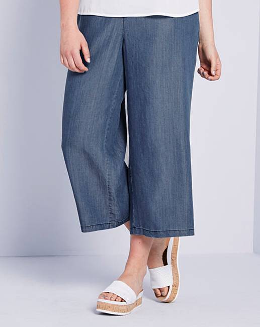 Simply Be Tencel Wide Leg Crop Trousers | Simply Be