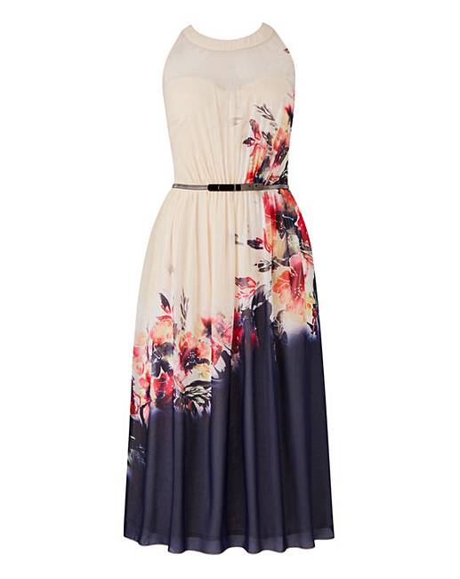 Little Mistress Floral Midi Skater Dress | Simply Be