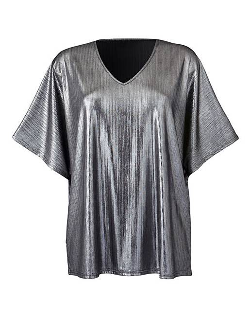 Metallic V-Neck Top | Simply Be