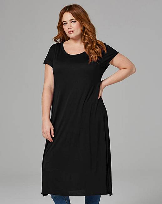 Black Side Split Tunic | Simply Be