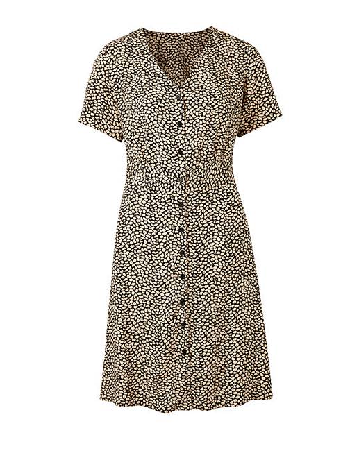 Black Print Tea Dress Simply Be