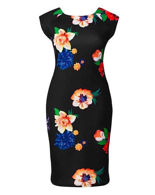AX Paris Floral Print Bodycon Dress | Simply Be