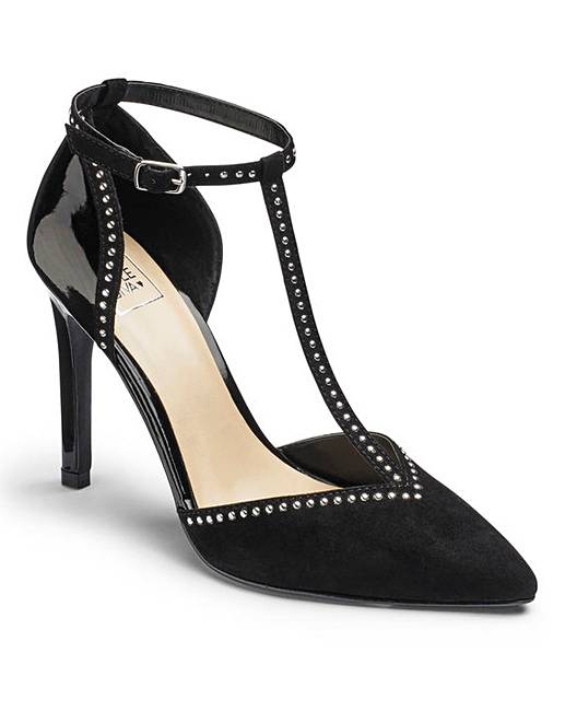 Sole Diva Studded Court Shoes E Fit | Simply Be