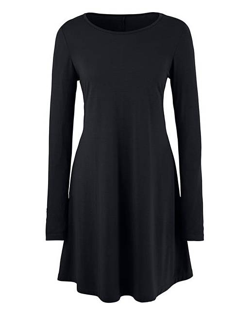 Plain Black Swing Dress | Marisota