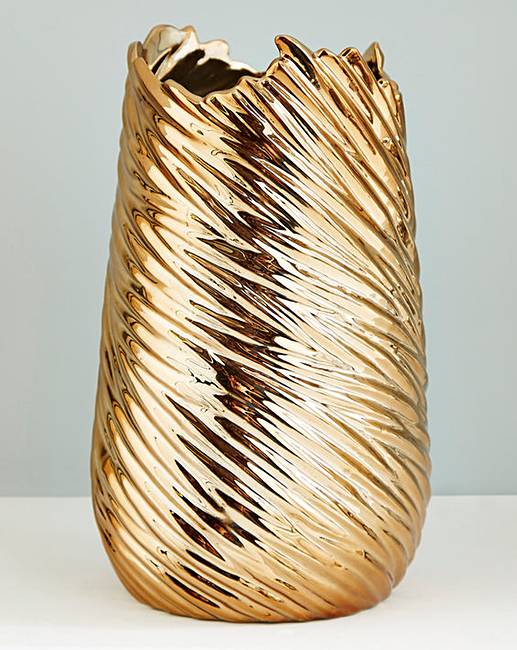 Ceramic Gold Metallic Vase | J D Williams