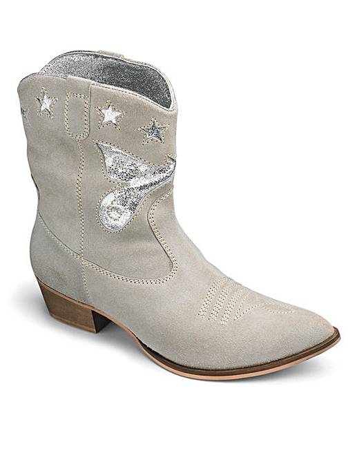 Sole Diva Leather Cowboy Boots E Fit | Simply Be