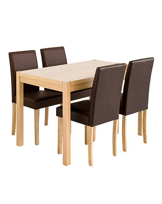 Oakham Dining Table And 4 Mia Chairs J D Williams Oakham Oak Square Dining Table And 4 Mia Faux Leather Chairs