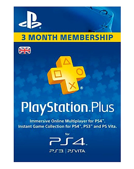 PS Plus 3 Month Subscription Card | J D Williams