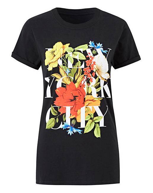 New York City Floral T-shirt | Simply Be