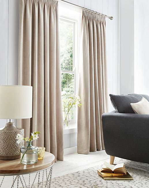 Faux Suede Pencil Pleat Lined Curtains | Ambrose Wilson