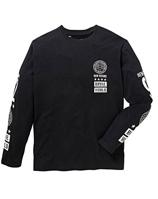 Label J Long Sleeve Print T-Shirt Reg | Fashion World