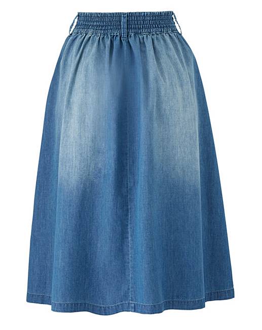 Button Front Denim Midi Skirt Marisota