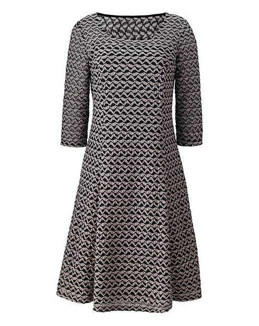 Textured Fabric Fit And Flare Dress | Fifty Plus