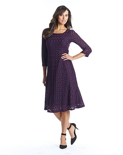 Textured Fabric Fit And Flare Dress | Fifty Plus