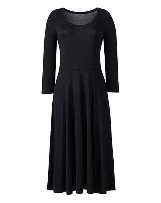Plain Black Jersey Midi Dress - 45in | J D Williams