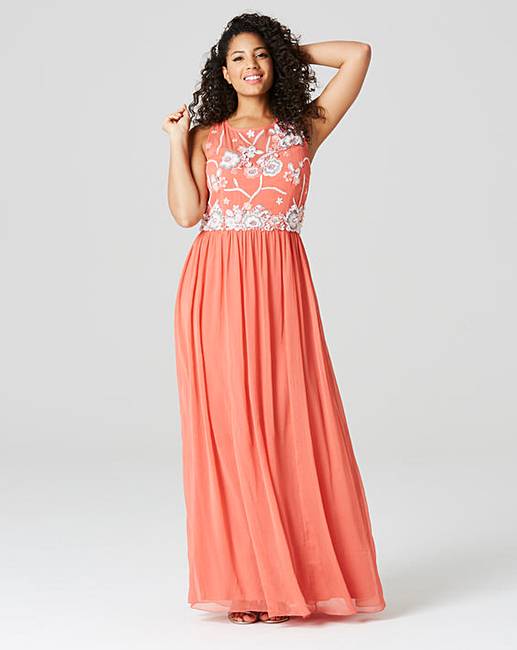 Dusky Pink Embroidered Maxi Dress Simply Be