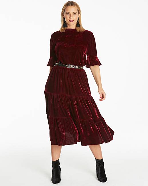 Velour Tiered Dress | Simply Be
