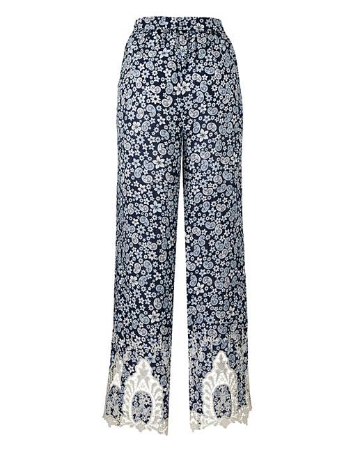 Lace Hem Printed Trousers Regular | J D Williams