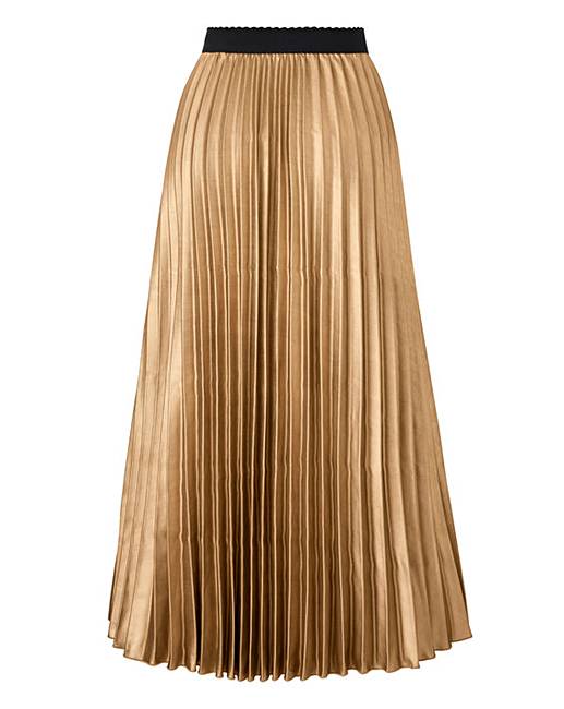 Metallic Sunray Pleat Midi Skirt | Simply Be