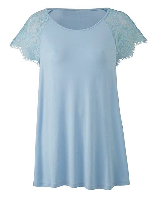 Blue Lace Sleeve Swing Top | Simply Be