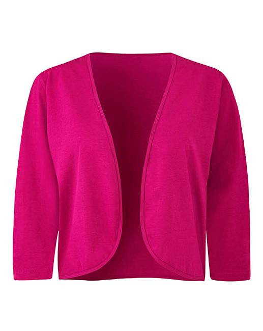 Hot Pink 3/4 Sleeve Jersey Shrug | Julipa