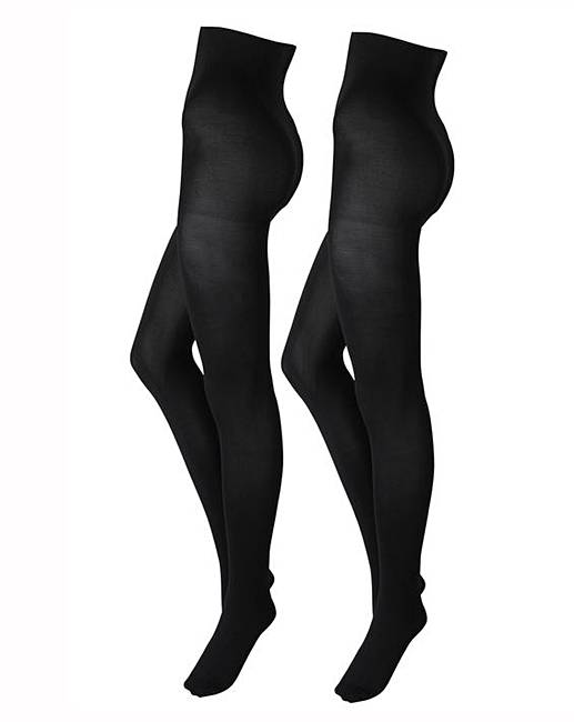2 Pack Opaque 100 Denier Black Tights | Simply Be