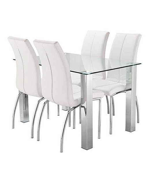 Primo Rectangular Dining Table 4 Chairs J D Williams Primo Rectangular Glass Dining Table And Four Chairs