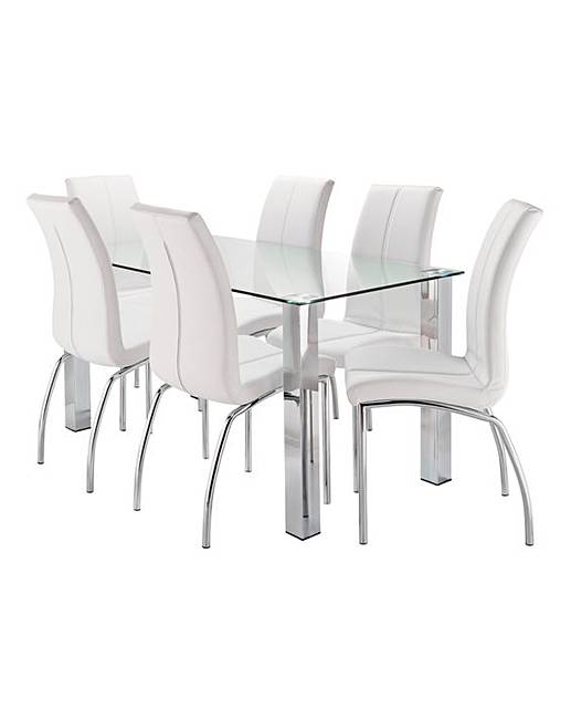 Primo Rectangular Dining Table 6 Chairs Oxendales Primo Rectangular Glass Dining Table And Six Chairs