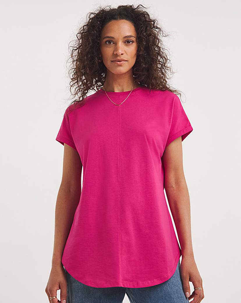 Short Sleeved Curved Hem Longline Top