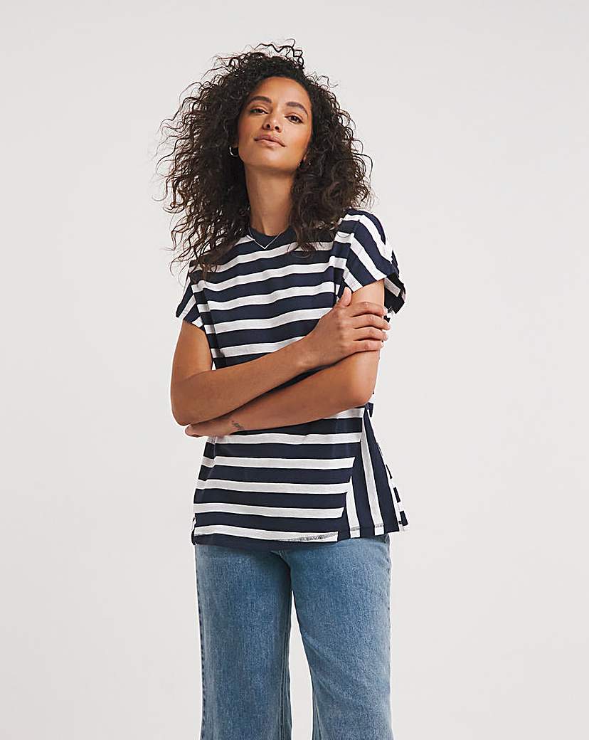 Longline Stripe Cut About T-Shirt