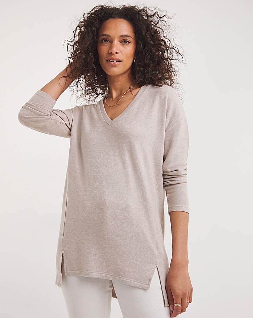 Soft Touch Split Hem V-Neck Tunic