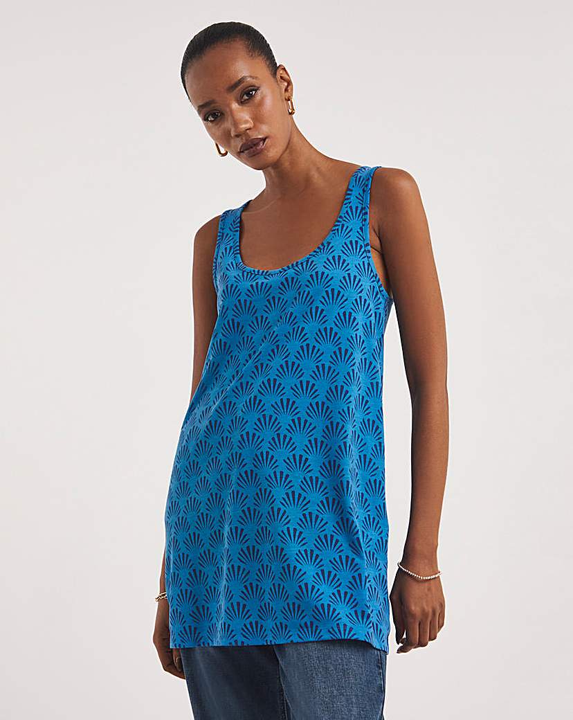 Blue Print Sleeveless Swing Tunic