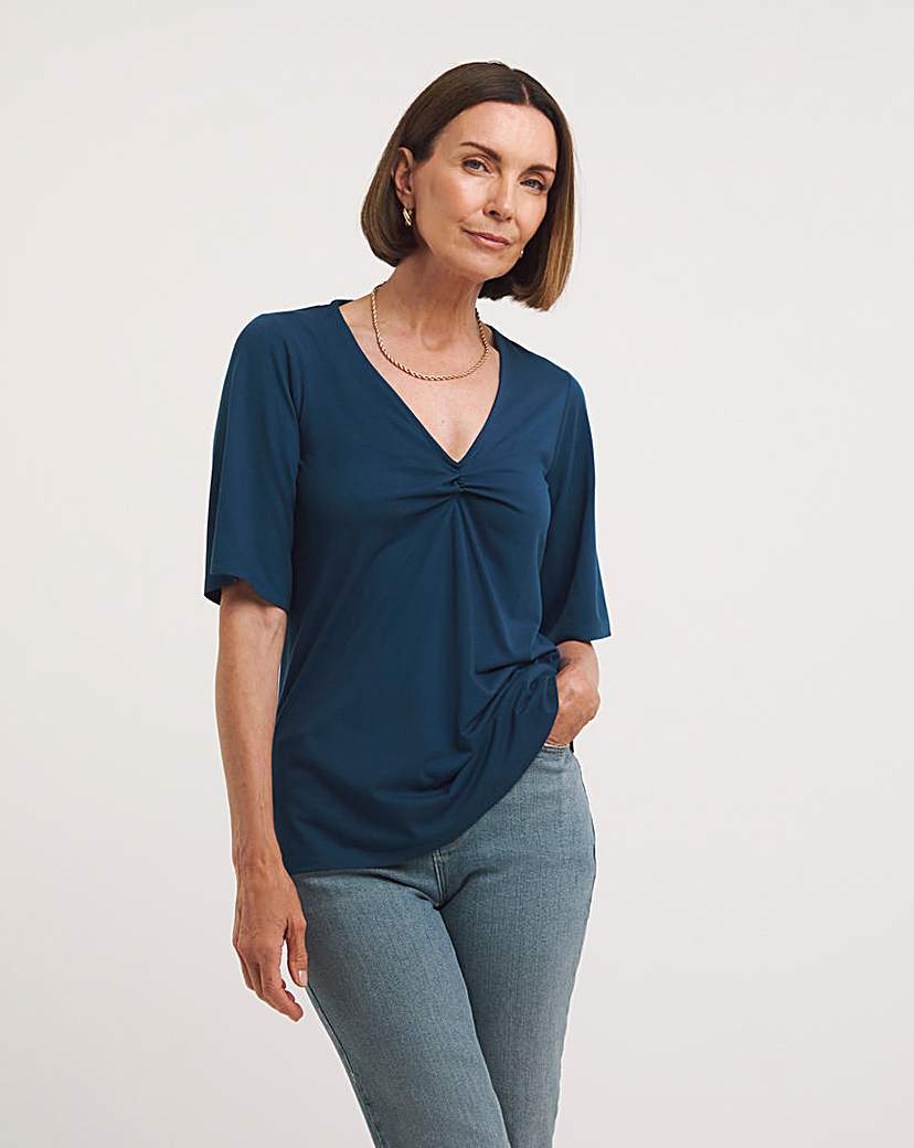 Twist Front Knot Short Sleeve Top