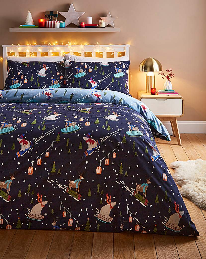 Festive Animals Ski Season Duvet Set